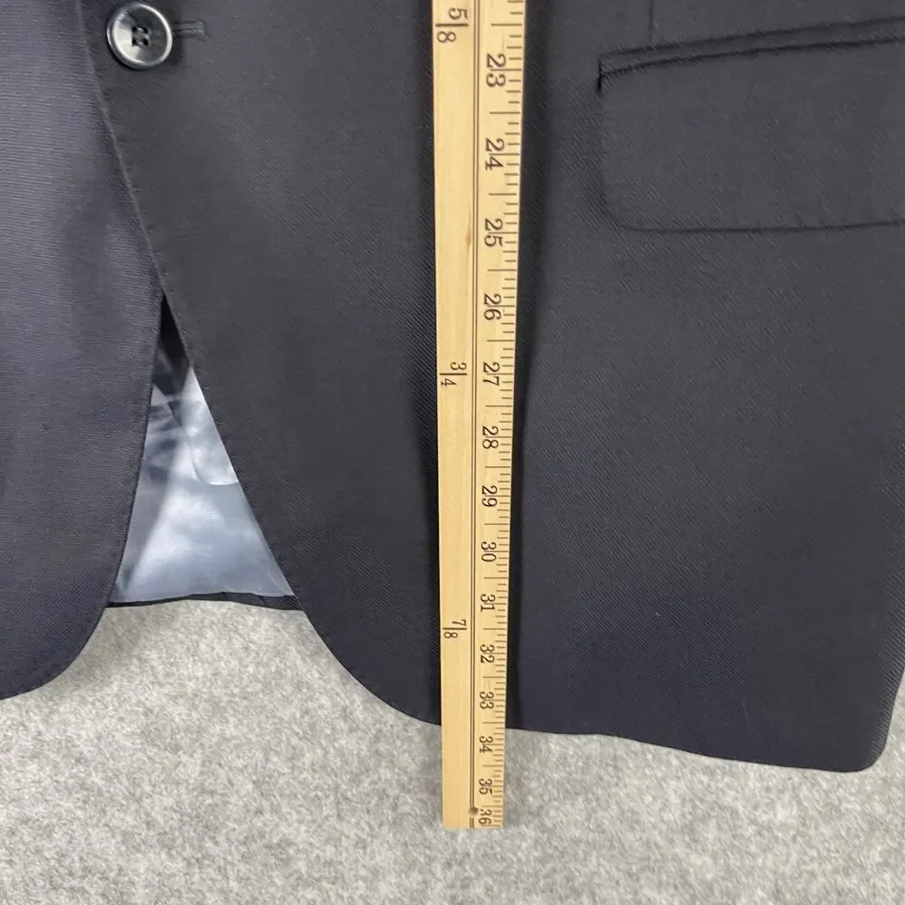 J Hilburn Wool Blazer Sport Coat Mens 46R‎ Navy Blue Guabello Italian 2 Button